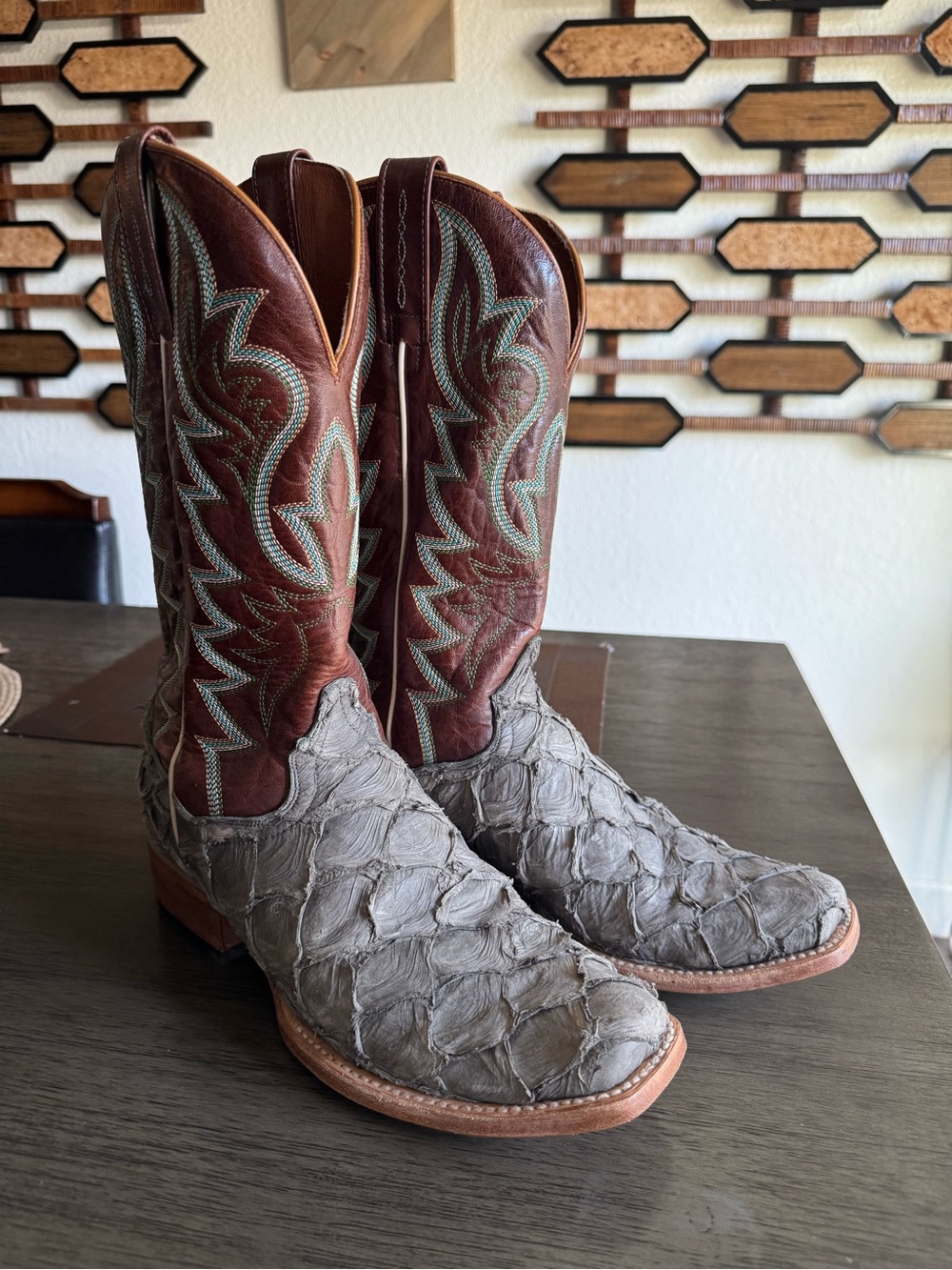 Dan post Grey pirarucu cutter toe boot